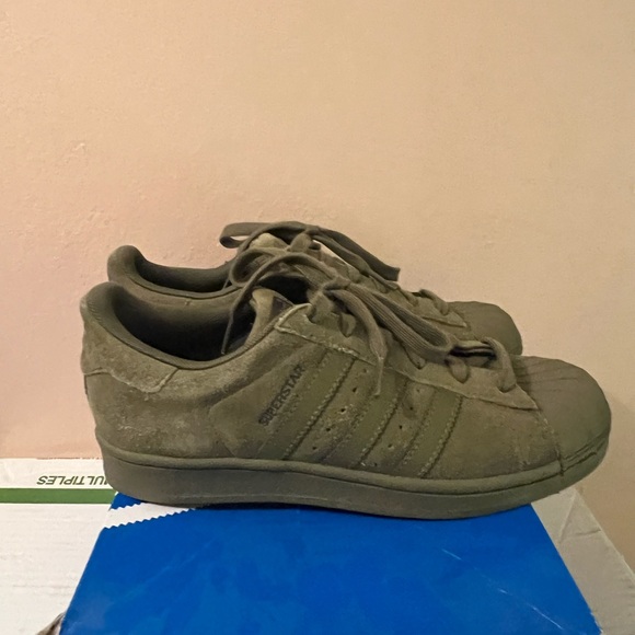 adidas | Shoes | Olive Green Adidas Superstar Kids 45y Worn | Poshmark
